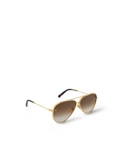 Louis Vuitton The LV Pilot Sunglasses Gold For Women – Z1620U