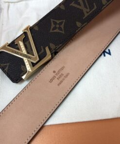 Louis Vuitton Initiales LV Belt 40mm Monogram Canvas Gold Hardware For Men - Image 3