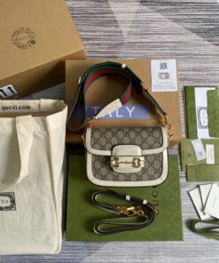 Gucci Horsebit 1955 GG Mini Bag White For Women 8in/21cm