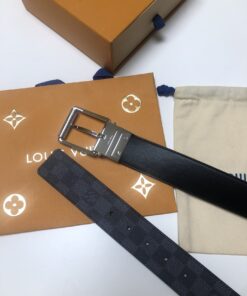 Louis Vuitton Sliver Tone Buckle Damier Belt Black For Women - Image 3
