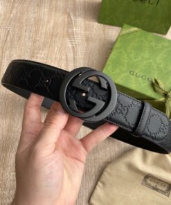 Gucci Signature Belt Black GG, Women Belt 411924 - Image 3