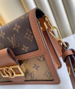 Louis Vuitton Mini Dauphine Crossbody Bag 7.9in/ 20cm Brown Monogram Canvas Gold Hardware For Women M45959 - Image 6