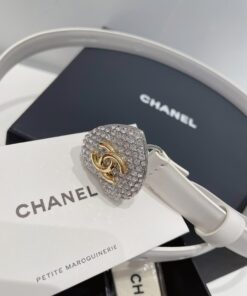 Alternative view of Chanel CC Silver Tone Heart Buckle Belt White For Women