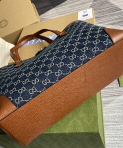 Gucci Ophidia GG Medium Tote Dark Blue And Ivory Eco Washed Organic GG Jacquard Denim For Women 15in/38cm GG 631685 2KQGG 8375 - Image 9