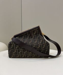 Fendi First Large Brown Canvas For Women, Shoulder And Crossbody Bags 12.6in/32cm FF 8BP129