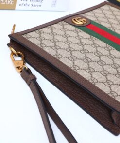 Gucci Ophidia Pouch With Web Beige And Ebony GG Supreme Canvas For Men 9in/24cm GG ‎672989 96IWT 8745 - Image 6