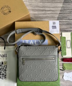 Gucci GG Embossed Bag Grey GG Embossed For Men 10.2in/26cm GG 406410 1W3CN 1275 - Image 7