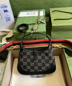 Gucci Jackie 1961 Mini Shoulder Bag Black And Ivory GG Denim Jacquard For Women 7.5in/19cm GG 685127 UN3AG 1294 - Image 7