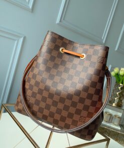 Louis Vuitton NeoNoe MM Bucket Bag Damier Ebene Canvas Safran Yellow For Women, Women’s Handbags, Shoulder And Crossbody Bags 10.2in/26cm LV N40213 - Image 6