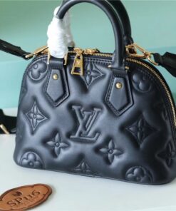 Louis Vuitton Alma BB Top Handle Bag 9.6in/ 24.5cm Black Gold Hardware For Women M59793 - Image 10