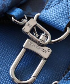 Louis Vuitton Trio Messenger Monogram Canvas And Taiga Cobalt Blue For Men, Men’s Bags, Shoulder And Crossbody Bags 9.8in/ 25cm LV M30848 - Image 4