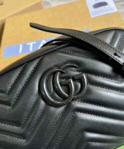 Gucci Marmont Matelasse Shoulder Bag Black For Women 9.5in/24cm - Image 6