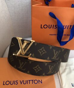 Louis Vuitton Initiales LV Belt 40mm Monogram Canvas Gold Hardware For Men - Image 4