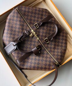 Louis Vuitton Keepall Bandouliere 45 Travel Bag 17.7in/ 45cm Brown Damier Ebene Gold Hardware N41428 - Image 9