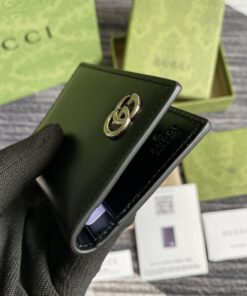 Gucci GG Marmont Card Case Black with Silver Hardware 4.5in/11cm GG 428737 0YK0N 1000 - Image 5