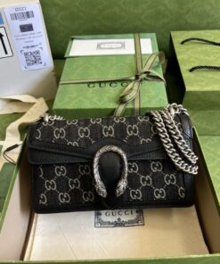Gucci Dionysus Small GG Shoulder Bag Black And Ivory GG Denim Jacquard For Women 10in/25cm 499623 UN3BN 1274 - Image 6