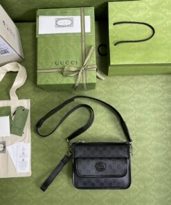 Gucci Messenger Bag With Interlocking G Black Supreme Canvas For Men 8in/21cm 674164 92THN 1000 - Image 9