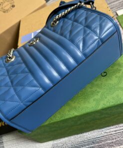 Gucci Marmont Small Matelasse Tote Blue For Women, Women’s Bags 26.5 in/10.4cm GG 675796 UM8BF 4340 - Image 4
