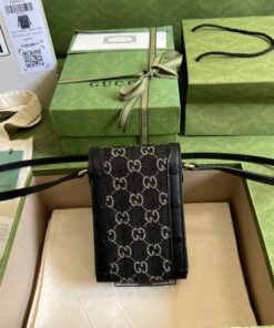 Gucci Horsebit 1955 Mini Bag Black And Ivory GG Denim Jacquard For Women 6.7in/17cm 625615 UN3BG 1274 - Image 8