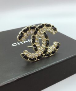 Chanel Brooch CC Logo Gold-toned For Women