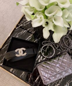 Alternative view of Chanel Twinkle Pearl Interlocking C Buckle 30mm Belt Black For Women