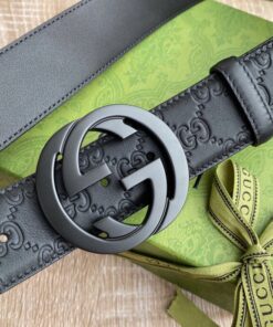 Gucci Signature Belt Black GG, Women Belt 411924 - Image 5