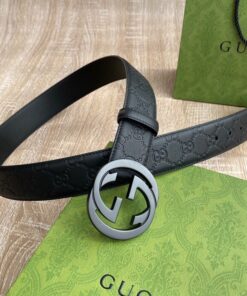 Gucci Signature Belt Black GG, Women Belt 411924