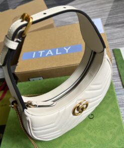 Gucci Marmont Half Moon Shaped Mini Bag White For Women, Women’s Bags 8.5in/22cm GG 699514 DTDHT 9022 - Image 6