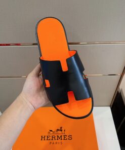 Hermes Izmir Sandals Black/ Orange For Men - Image 6