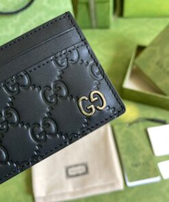 Gucci Signature Card Case Black Metal Hardware For Men 4in/10cm GG ‎473927 CWC1N 1000 - Image 5