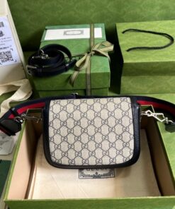 Gucci Horsebit 1955 GG Mini Bag Beige And Blue Supreme Canvas For Women 8in/20cm 658574 96IWN 4076 - Image 6