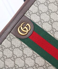 Gucci Ophidia Pouch With Web Beige And Ebony GG Supreme Canvas For Men 9in/24cm GG ‎672989 96IWT 8745 - Image 4