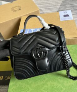 Gucci Marmont Mini Top Handle Bag Black For Women, Women’s Bags 8.3in/21cm GG - Image 8
