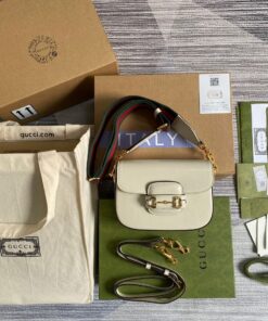 Gucci Horsebit 1955 Mini Bag White For Women, Women’s Bags 8in/20.5cm GG 658574 18YSG 9068 - Image 9