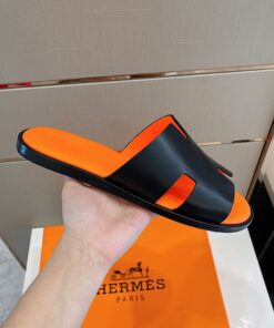 Hermes Izmir Sandals Black/ Orange For Men - Image 5