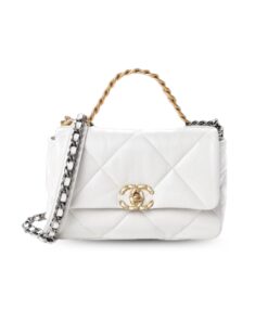 Chanel 19 Flap Bag Small Crossbody 10.2in/ 26cm White For Women AS1160