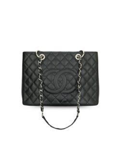 Chanel Classic Large Tote Bag 13.3in/ 34cm Black Silver Hardware For Women