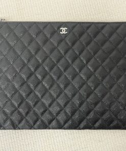 Alternative view of Chanel CO-CO Classic Pouch 27cm/10.6in Silver Toned Hardware For Women Black