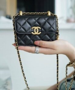 Alternative view of Chanel CO-CO Clutch With Chain 9.5cm/3.7in Gold Toned Hardware For Women Black