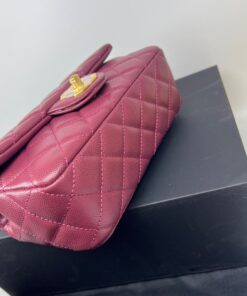 Chanel Flap Bag Crossbody 7.7in/ 19.5cm Burgundy Gold Hardware For Women - Image 5