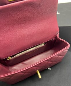 Chanel Flap Bag Crossbody 7.7in/ 19.5cm Burgundy Gold Hardware For Women - Image 6
