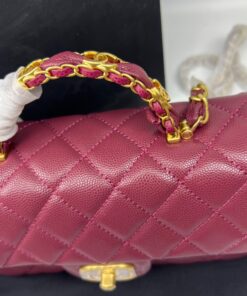 Chanel Flap Bag Crossbody 7.7in/ 19.5cm Burgundy Gold Hardware For Women - Image 7