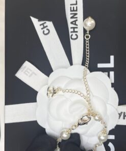 Chanel Pearl Necklace Gold For Women - Image 6