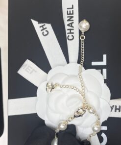 Chanel Pearl Necklace Gold For Women - Image 11