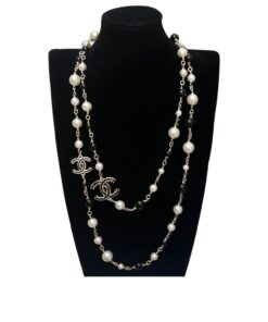 Chanel Pearl Necklace Gold For Women