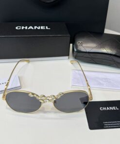 Chanel Pilot Sunglasses Gold For Women A71582 X02570 L9514 - Image 3