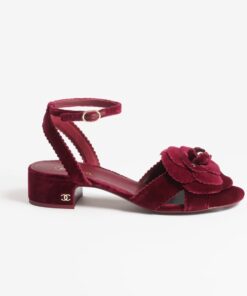 Alternative view of Chanel Sandals Velvet Burgundy For Women G45928 B17944 NZP34