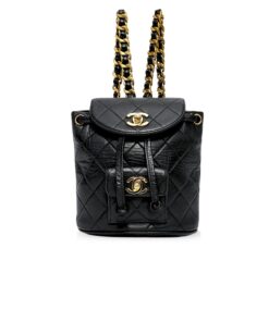 Chanel Small Vintage Duma Backpack 6.7in/ 17cm Black Gold Hardware For Women