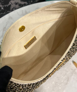 Prada Cleo Satin Bag With Crystals In Gold Tone For Women 8.6in/ 22cm 1BC169_2AWL_F0522_V_HOO - Image 3