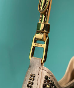 Prada Cleo Satin Bag With Crystals In Gold Tone For Women 8.6in/ 22cm 1BC169_2AWL_F0522_V_HOO - Image 4